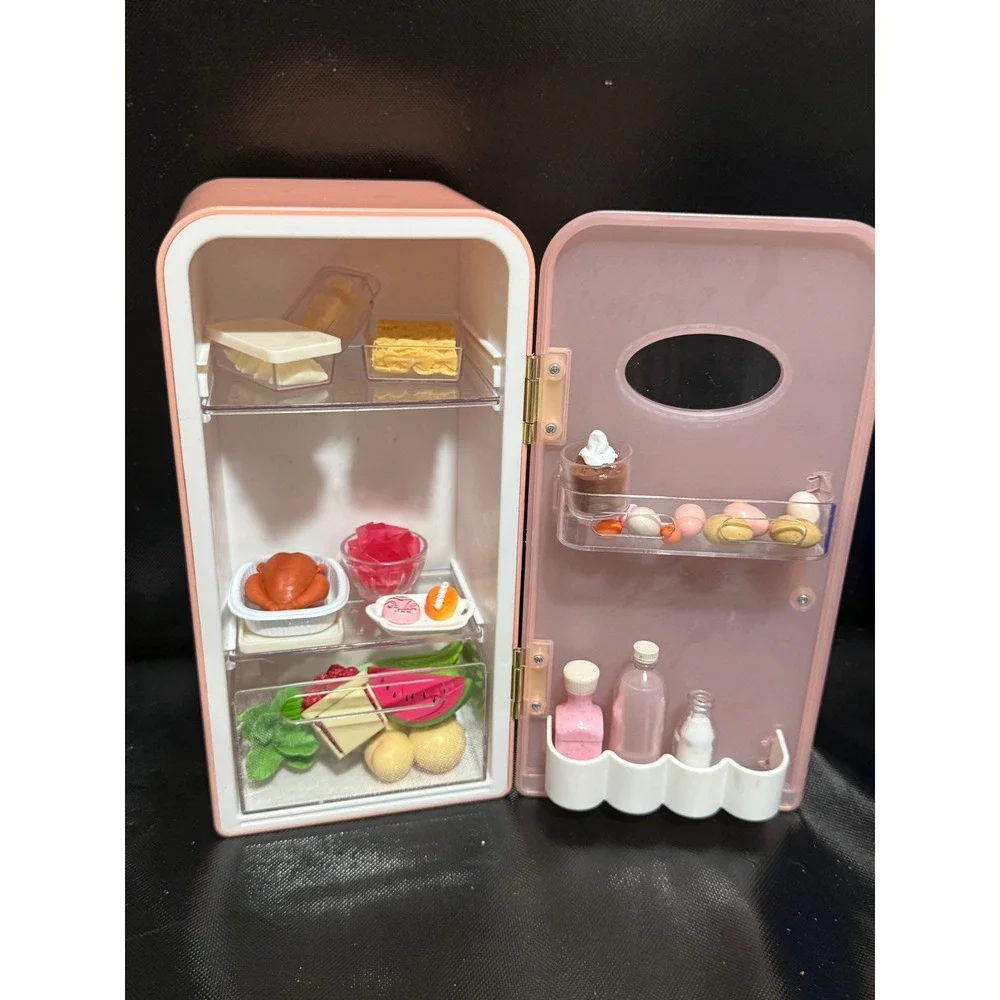 Our Generation Pink Doll Refrigerator with Food Accessories Retro StyleH18000-01
